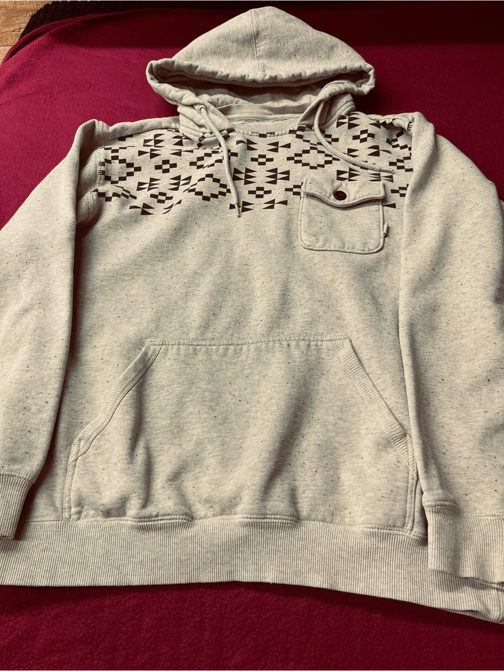 Vans Light Gray Crewneck Sweater with Black Aztec Yoke
